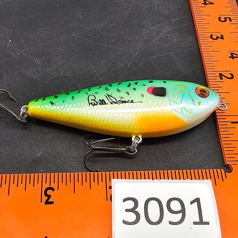 Heddon Spit'n Image Bill Dance Topwater Fishing Lure Green Yellow Shad